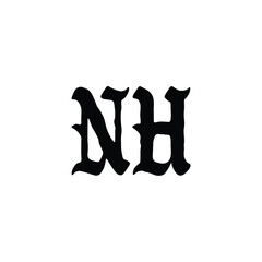NH monogram logo design letter text name symbol monochrome logotype alphabet character simple logo