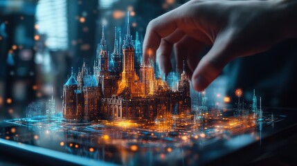 Hand building digital castle city