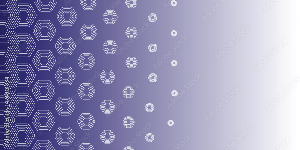 Poster abstract blue gradient hexagon background with halftones design