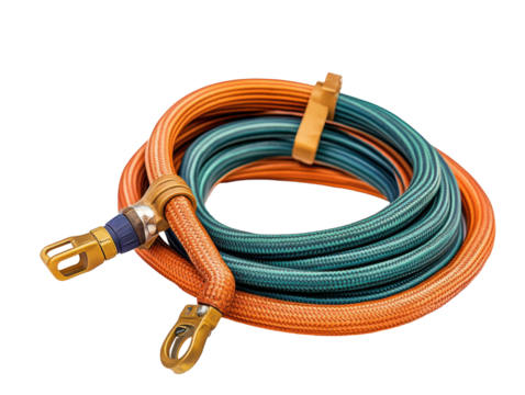 Isolated colorful climbing rope