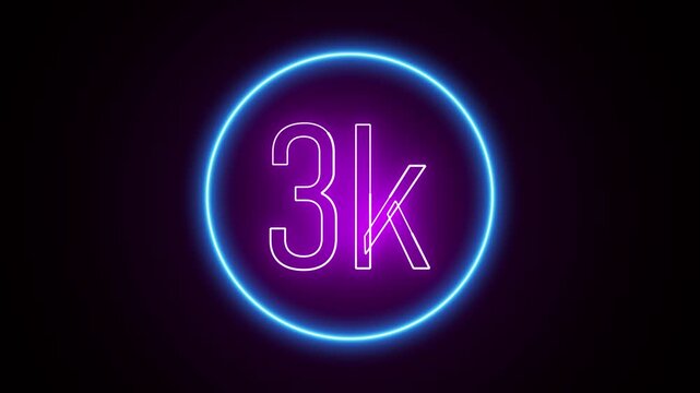 Animated 3k alphabet logo placed inside a glowing blue circle with smooth motion, perfect for branding, social media intros, and futuristic logo animation videos.