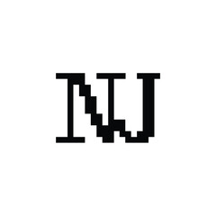 NJ monogram logo design letter text name symbol monochrome logotype alphabet character simple logo