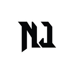 NJ monogram logo design letter text name symbol monochrome logotype alphabet character simple logo