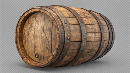 Fototapeta premium old wooden barrel isolated on transparent background