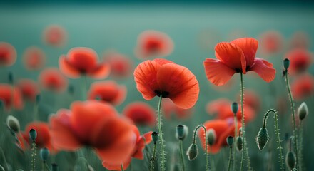 Obraz premium red poppy flowers