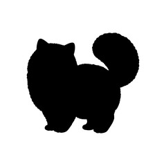 Fluffy cat silhouette vector flat illustration design.
