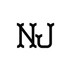 NJ monogram logo design letter text name symbol monochrome logotype alphabet character simple logo