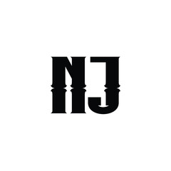 NJ monogram logo design letter text name symbol monochrome logotype alphabet character simple logo