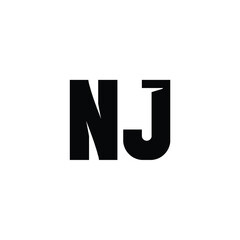 NJ monogram logo design letter text name symbol monochrome logotype alphabet character simple logo