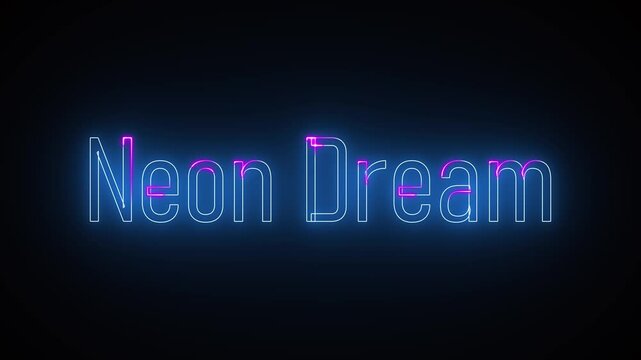Animated colorful neon text reading 'neon dream' glowing vibrantly on a dark background, perfect for dreamy edits, aesthetic intros, and retro-inspired visual content.