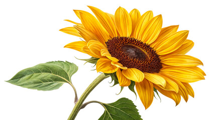 Obraz premium bright yellow sunflower closeup on white background