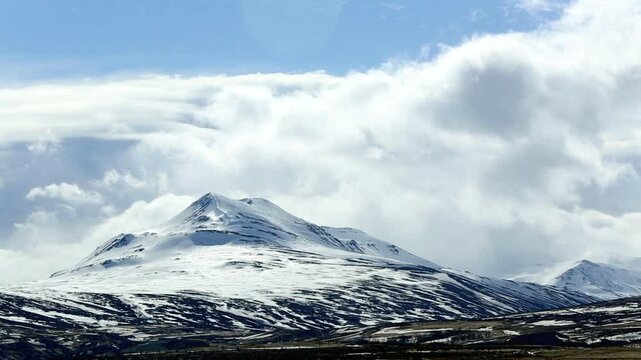Impressive winter mountain landscape in Iceland, time lapse