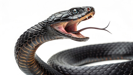 Fototapeta premium dangerous serious venomous black snake opened mouth