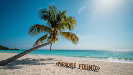 Beautiful beach with palm trees and turquoise sea Jamaica island