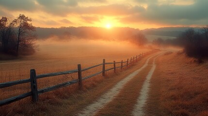 sunrise in the fog