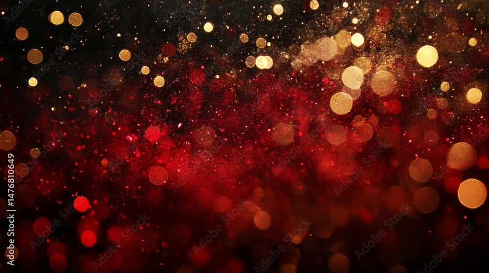 Poster mesmerizing abstract canvas of brilliant red and gold bokeh lights