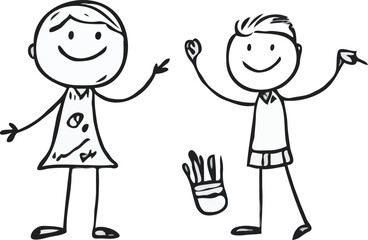 hand drawn stick man vector art