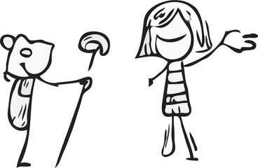 hand drawn stick man vector art