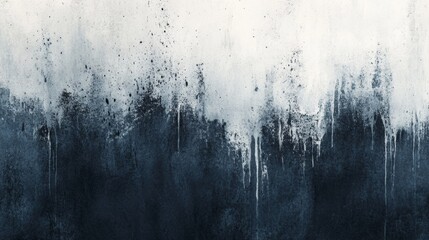 Abstract Art in Deep Gray and White with Textured Drips and Splatter