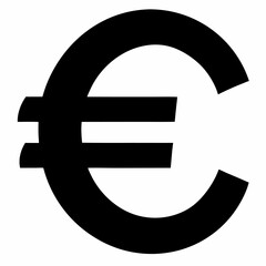 European euro currency icon on white background.