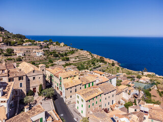 typical houses in the village, Banyalbufar, Natural area of the Serra de Tramuntana., Majorca, Balearic Islands, Spain