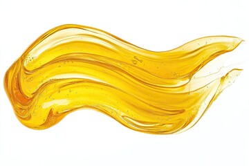 Golden, viscous substance, flowing in wavy strokes, smooth texture, transparent bubbles