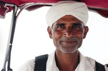 Authentic portrait of a mature Indian rickshaw puller
