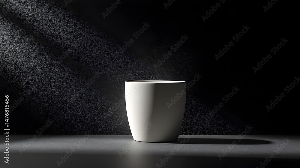 Poster white container on dark surface with light and shadow