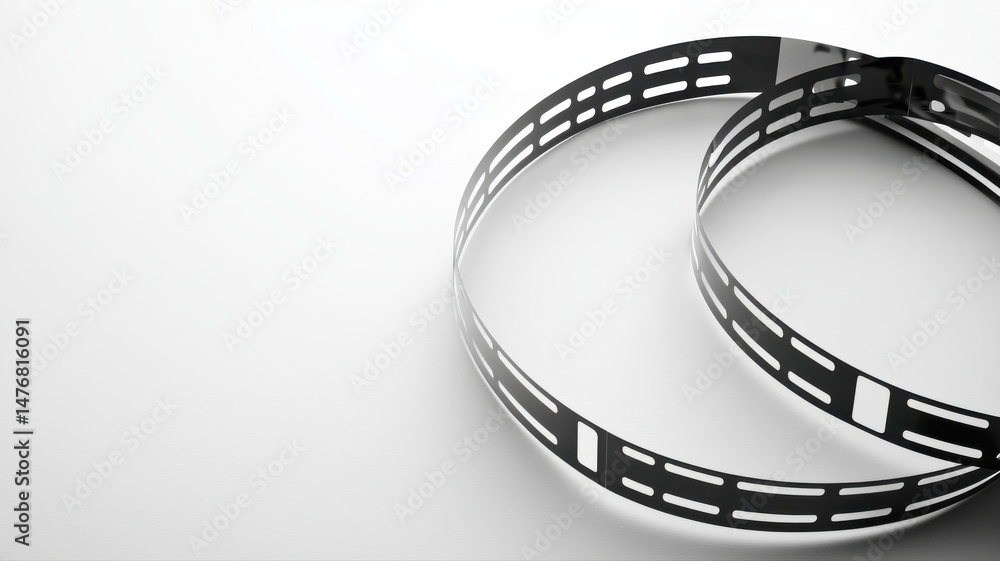 Poster abstract film strip or data tape loop on white background data abstract background loop white cinema