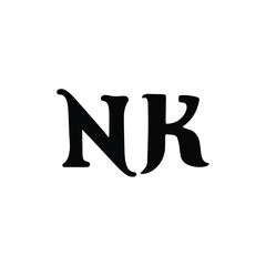 NK monogram logo design letter text name symbol monochrome logotype alphabet character simple logo