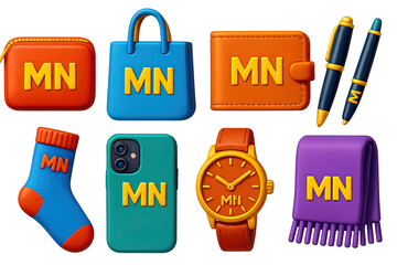 Colorful monogrammed accessories collection for personalized design inspiration