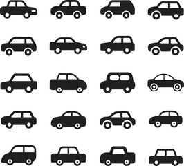 Set of cars vector icons. Flat car icon set. Vehicle icon set