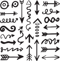 Hand-drawn Arrow Collection in Black and White