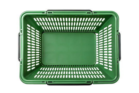 Empty green shopping basket overhead shot isolated on png background, green, shopping basket, basket, store, market, empty, container, plastic, retail, black background, isolated, overhead, top view