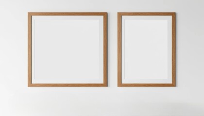 A minimalistic wall with two wooden picture frames, one larger and one smaller, suitable for home decor, gallery displays, or modern interior design.