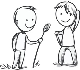 hand drawn stick man vector art