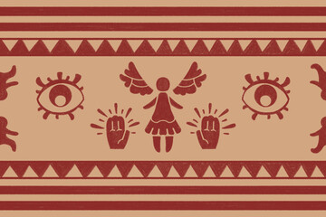 The one who watches from above in ancient wall painting concept