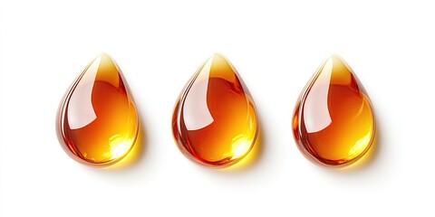 Three amber-colored liquid drops