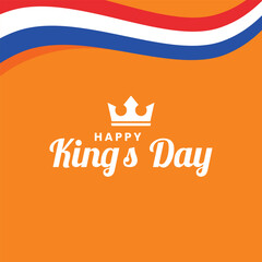 Happy Kings Day Netherlands Orange Crown Celebration Festivities with ribbon