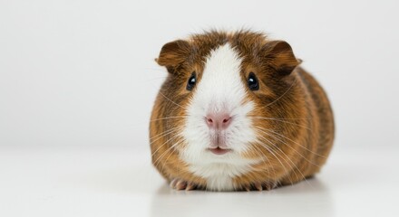 Guinea Pig Resting Calmly on White Background