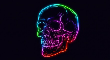 Neon skull profile