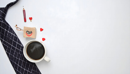 Minimalist Design: Tie, Coffee, Love