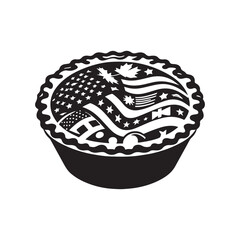 National Meat Pie Day Silhouette Vector Illustration, Solid White Background.