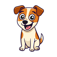 Jack Russell Terrier dog smiling on white isolated background. Hand drawn vector illustration cute cartoon sticker