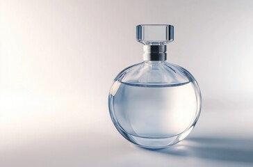 Crystal-clear perfume bottle in a 3D minimalist design