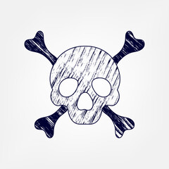Skull with crossbones illustration isolated on white background