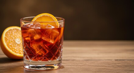 Refreshing cocktail with orange slice