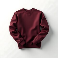 Burgundy Crew Neck Sweatshirt Mockup on White Background