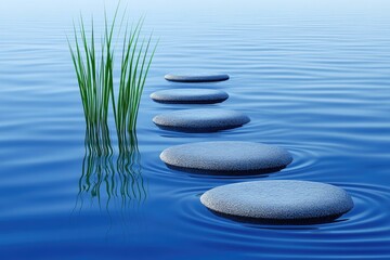 Obraz premium Smooth stones path in tranquil water
