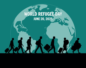 World Refugee Day graphic showing the global migration journey on Earth